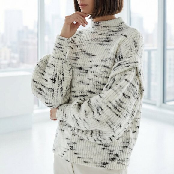 $258 VARLEY Belgrave Sweater dramatic puffy sleeves plush soft statement XL - Picture 2 of 16